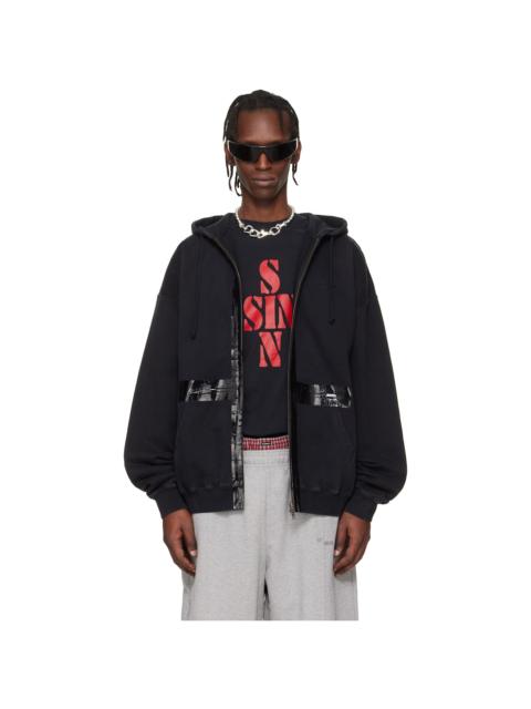 VETEMENTS Black Taped Zip-Up Hoodie