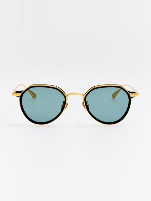 LINDA FARROW Dellal Sunglasses in 22K Gold and Black