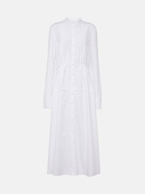 Pleated cotton shirt dress