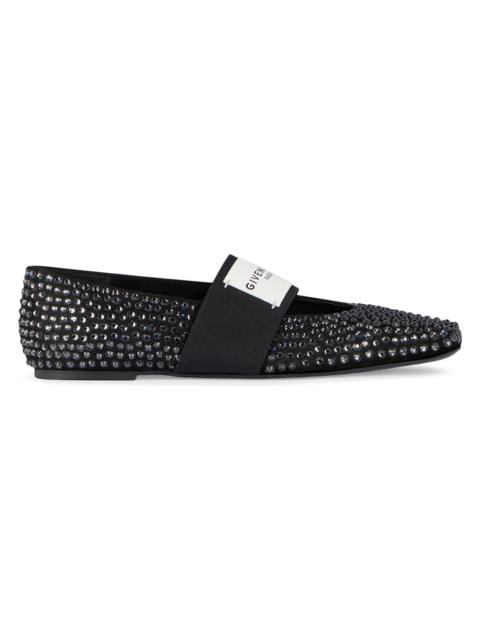 Givenchy Women's Sliced Square Ballerinas in Suede with Strass - Black