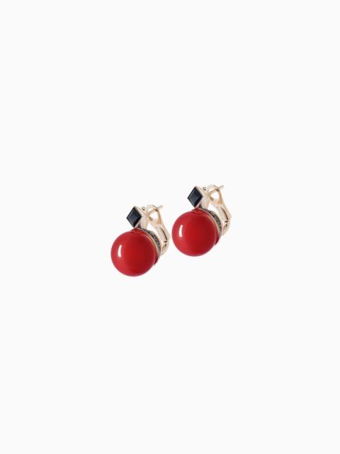 GIORGIO ARMANI TAMARA EARRINGS IN 18K GOLD, SAPPHIRES AND CARNELIAN