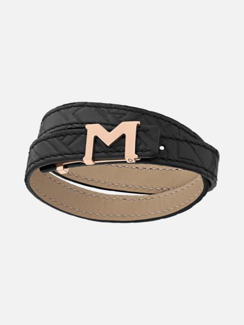Montblanc Montblanc M Logo Bracelet, Embossed Black Band with Rose Gold-Coated Closure