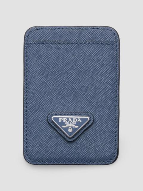 Prada Men's Saffiano Leather Card Holder - Blue