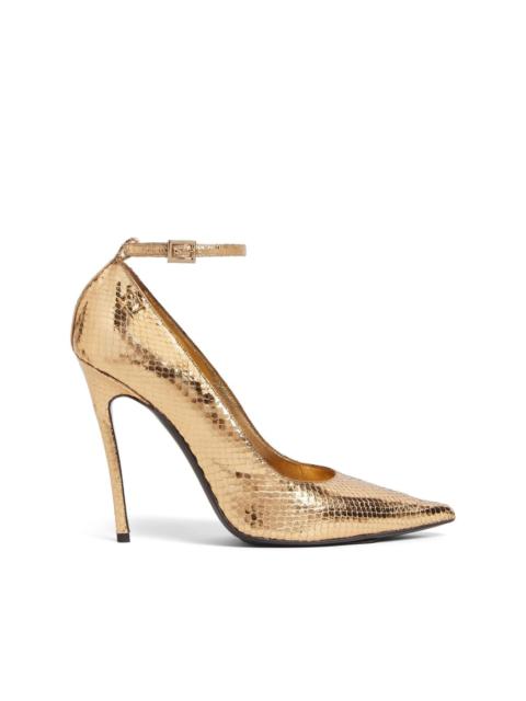 snakeskin-effect leather pumps