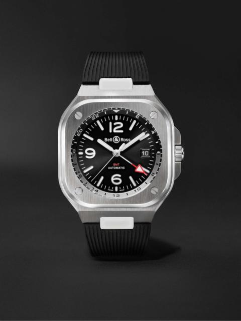 GMT Automatic 41mm Stainless Steel and Rubber Watch, Ref. No. BR05G-BL-ST/SRB