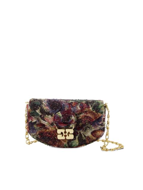 GANNI Apo tapestry-print chain wallet