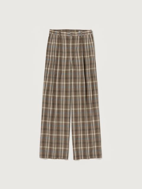 AURALEE SUPER FINE TROPICAL WOOL CHECK TWO-TUCK SLACKS