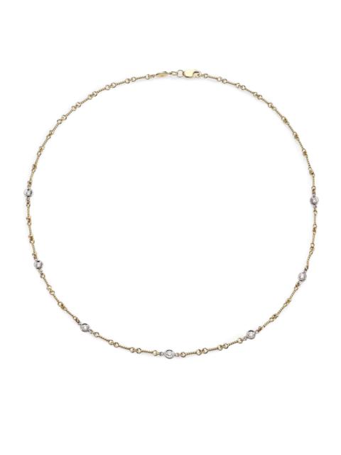 ROBERTO COIN Women's Diamond By The Inch 18K Two-Tone Gold & Diamond 7-Station Necklace/16" - Yellow White Gold