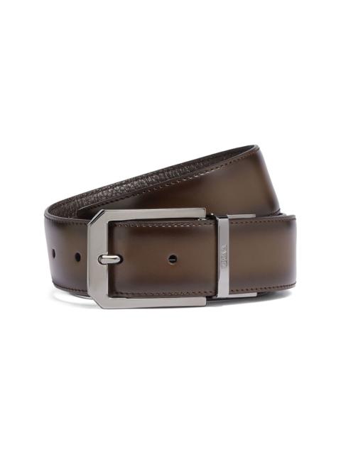 grained leather reversible belt