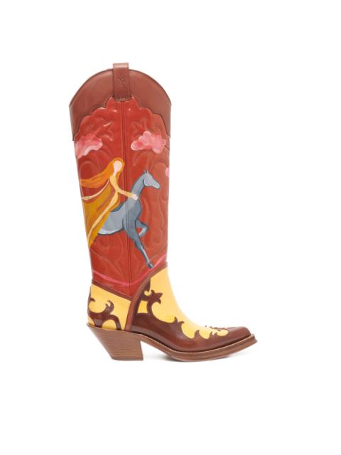 GABRIELA HEARST Hand Painted Capitana Cowboy Boot in Sunset Leather