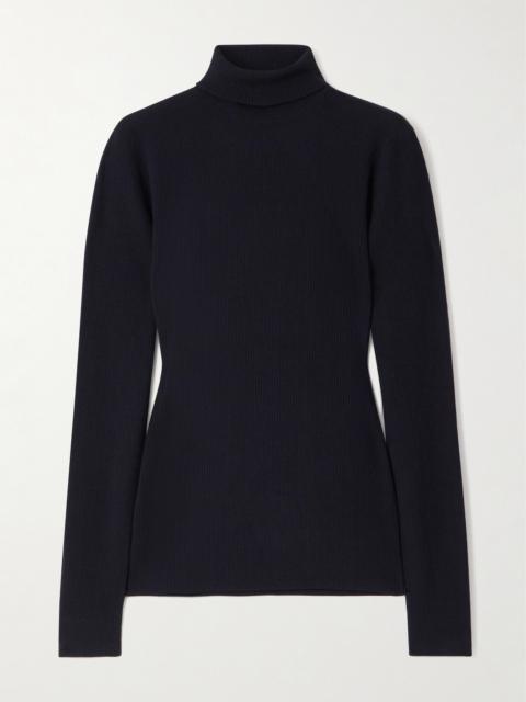 Loro Piana Taupo Ribbed-knit Wool Tutleneck Sweater