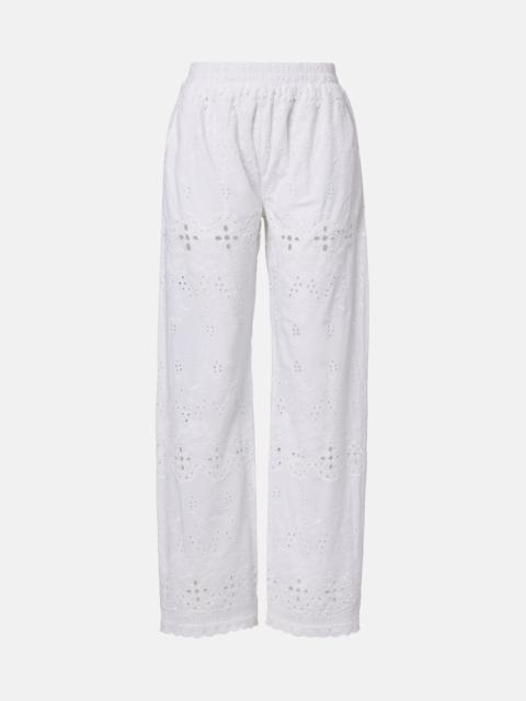 MELISSA ODABASH Lula embroidered cotton wide-leg pants