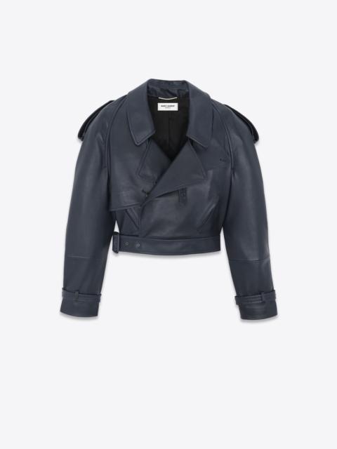 SAINT LAURENT cropped trench in shiny lambskin