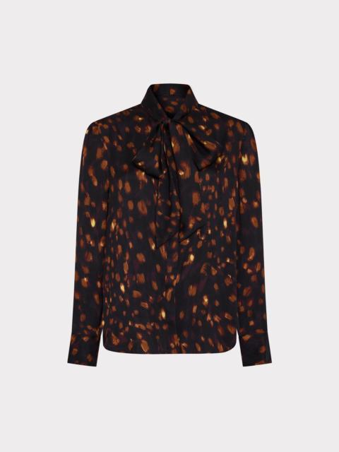 MILLY Printed Tie Neck Silk Blouse