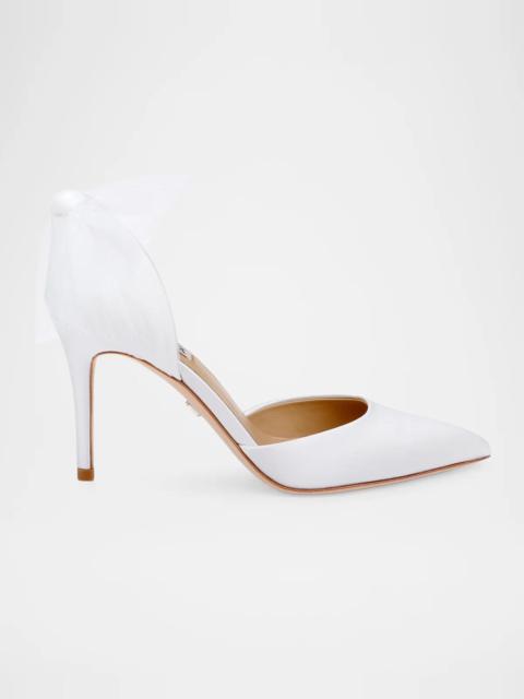 BADGLEY MISCHKA Rosalie 85MM Bow-Detail Satin D'Orsay Pumps