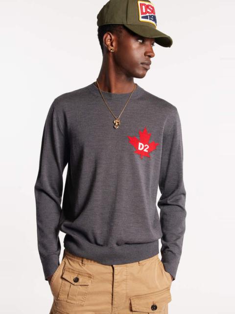 DSQUARED2 D2 LEAF CREWNECK KNIT