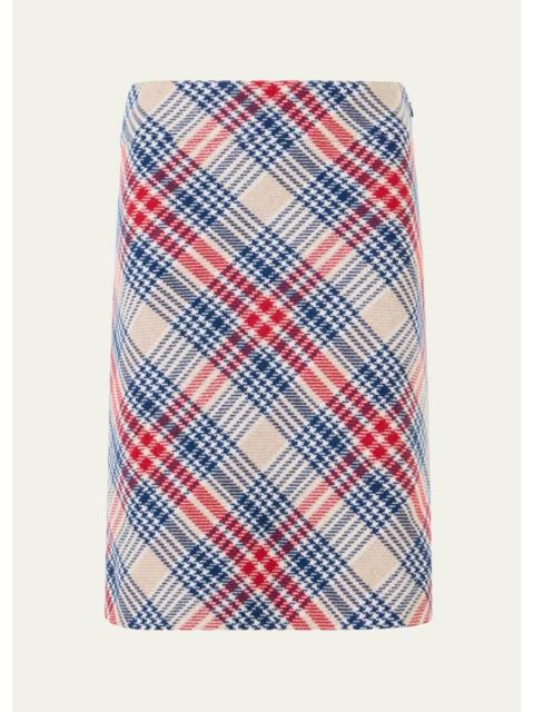 AKRIS Check Wool-Blend Mini Skirt