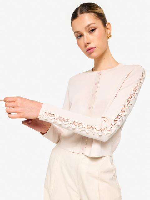 CAMI NYC GARCIA LACE TRIM CARDIGAN BONE