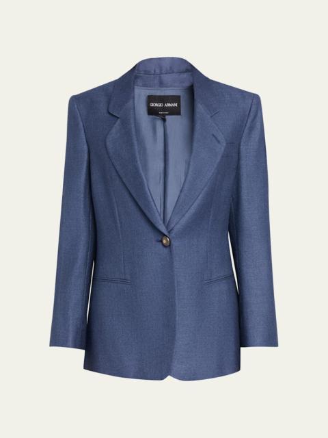GIORGIO ARMANI Single-Breasted Silk Blazer Jacket