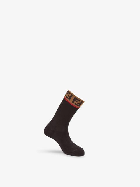 FENDI Black stretch cotton socks