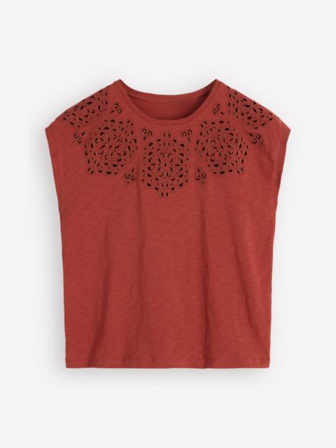 BODEN Willow Broderie T-shirt-Burnt Orange