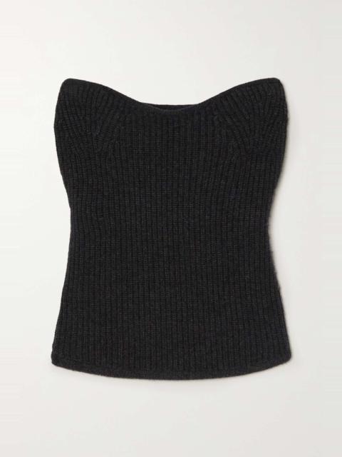 Blaze strapless ribbed wool and cashmere-blend top