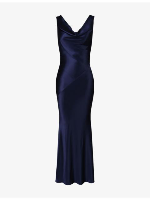 House of CB Safaira Cowl-Neck Satin Maxi Dress