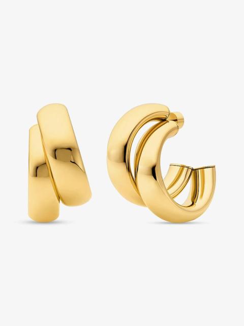 MICHAEL KORS Large Precious Metal-Plated Brass Double Hoop Earrings