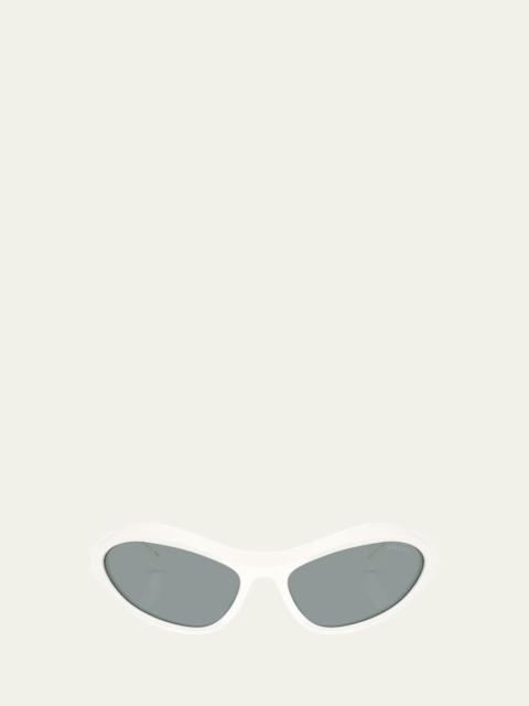 Prada Logo Acetate & Plastic Wrap Sunglasses