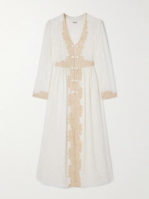 BODE Trousseau Lace-trimmed Silk-jacquard Maxi Dress