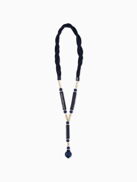 GIORGIO ARMANI NECKLACE IN VISCOSE AND BRASS WITH ACRYLIC AND GLASS