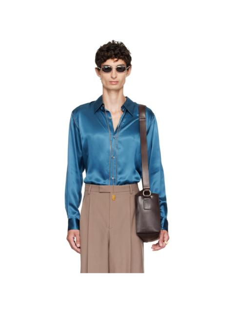 Dries Van Noten Blue Silk Shirt