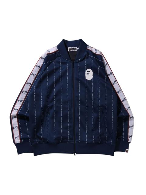 A BATHING APE® BAPE Text Stripe Jersey Top 'Navy'