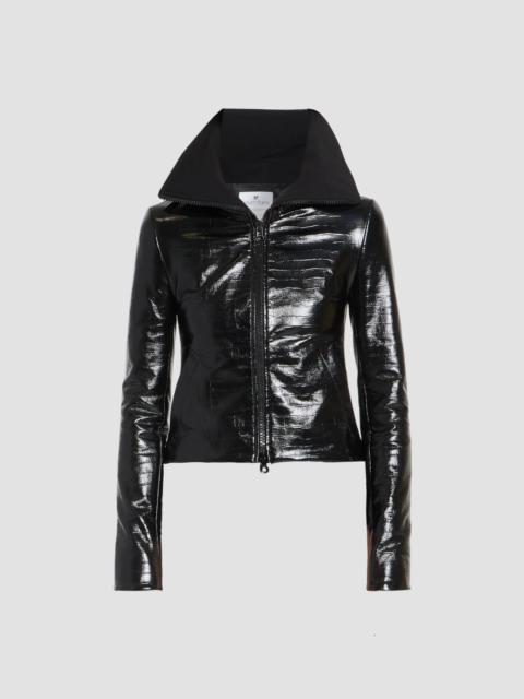 courrèges Women's Vinyl Crocodile-Embossed Zip-Front Jacket - Black
