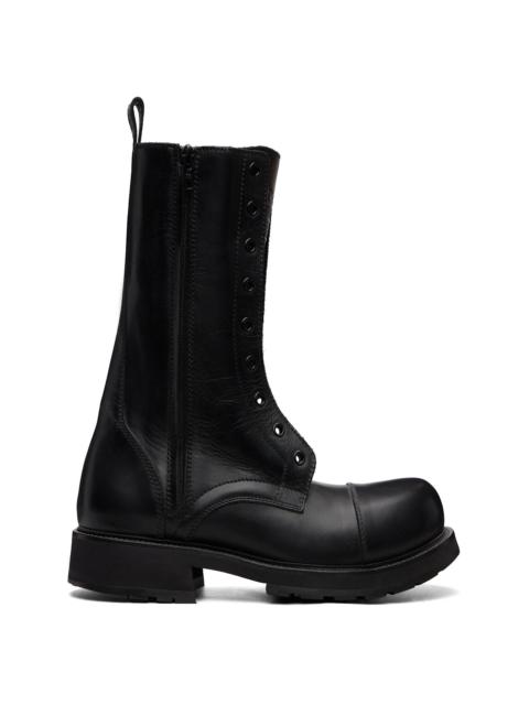 BALENCIAGA Black Truck Laceup Boots