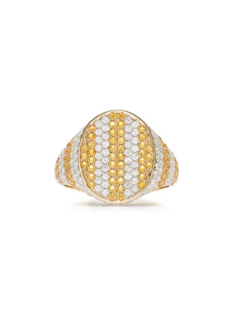 Yvonne Léon Exclusive Riviera 9K Yellow Gold Citrine, Diamond Signet Ring orange