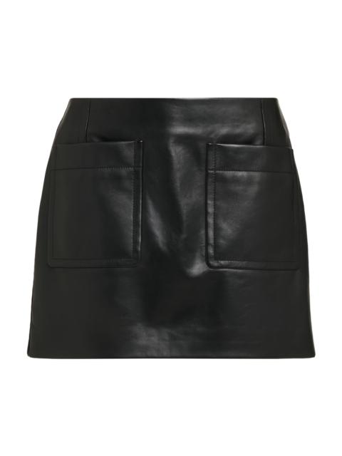 Bottega Veneta Women's Leather Patch Pocket Miniskirt - Black