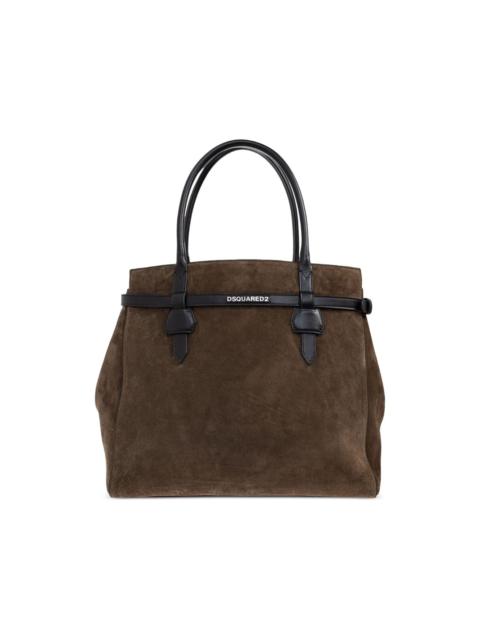 DSQUARED2 Twin leather-trimmed suede shoulder bag