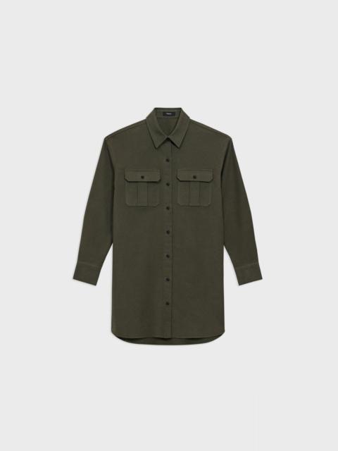 Theory Oversized Military Shirt Dress in Moleskin Twill