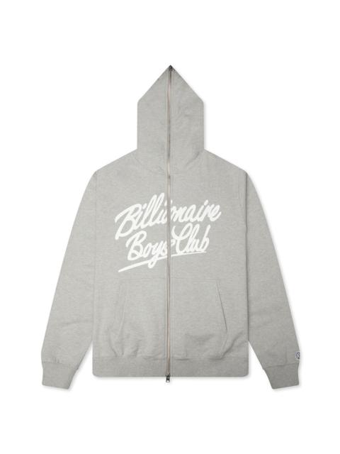 BILLIONAIRE BOYS CLUB SCRIPT ZIP HOODIE - HEATHER GREY