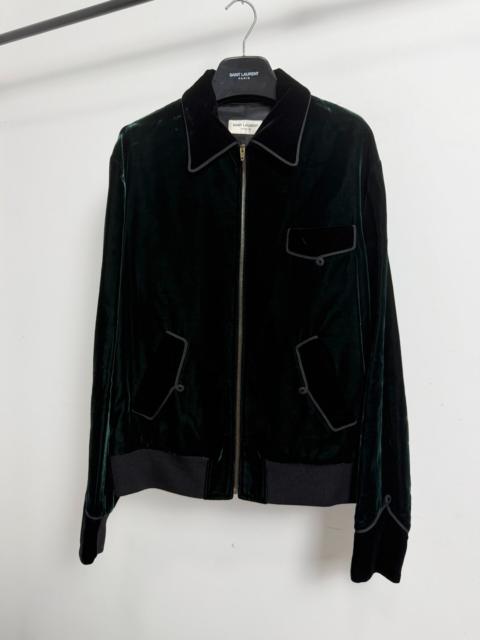 SAINT LAURENT Saint Laurent FW16 Dark Green Velvet Western Bomber Jacket