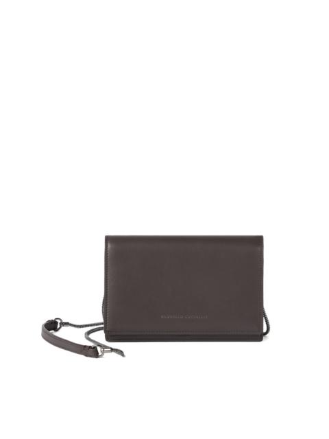 Brunello Cucinelli calfskin wallet with detachable precious strap