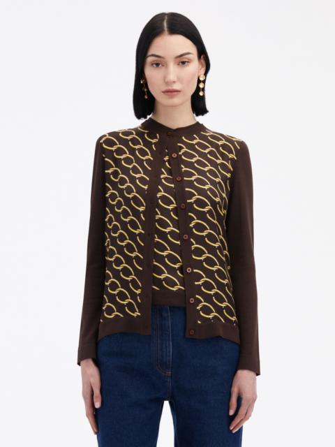 Oscar de la Renta OSCAR CHAIN-LINK INSET CARDIGAN