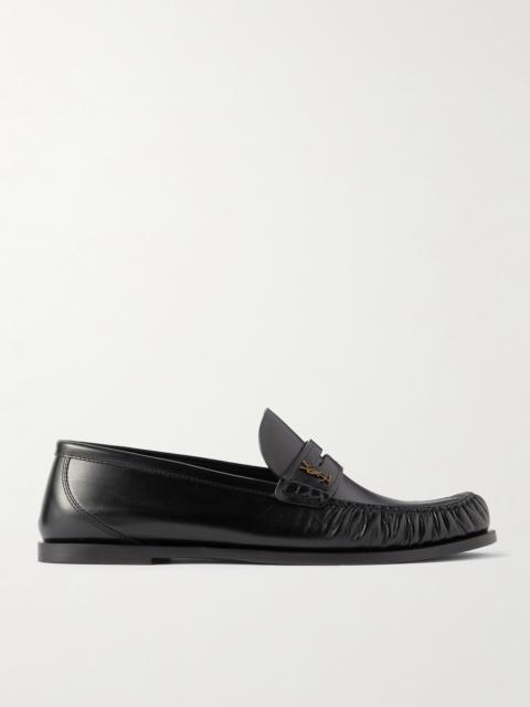 SAINT LAURENT Laurent Logo-Embellished Leather Penny Loafers