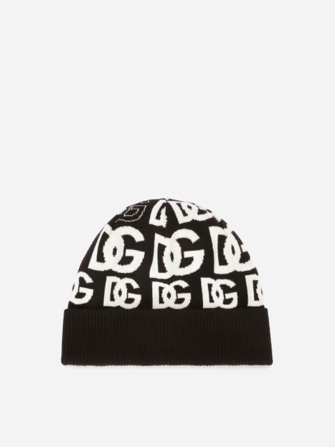 Dolce & Gabbana Knit cashmere jacquard hat with DG logo