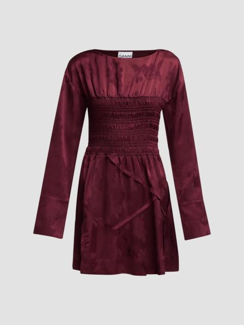 GANNI Women's Fluid Satin Jacquard Patchwork Mini Dress - Port Royal