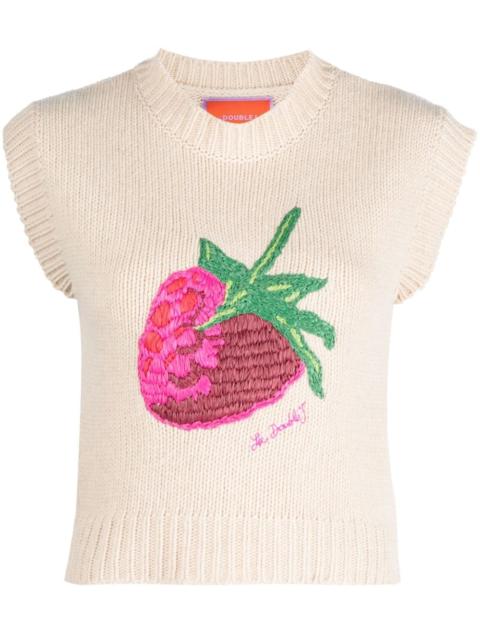 La DoubleJ Lampone embroidered knitted vest
