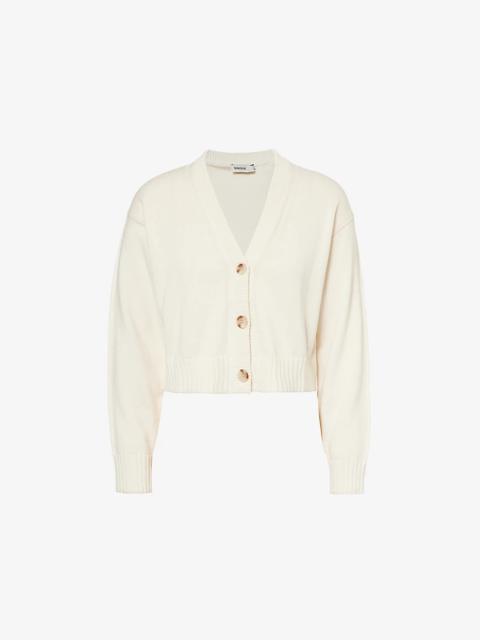 SIMKHAI V-neck relaxed-fit cotton and cashmere cardigan