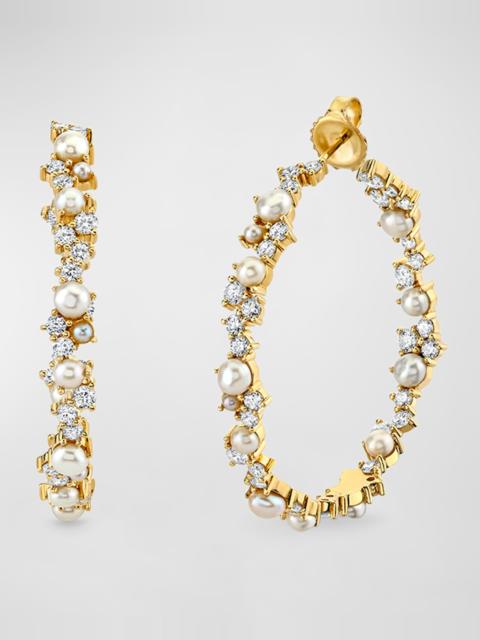 SYDNEY EVAN 14K Gold and Diamond Extra Large Cocktail Hoops