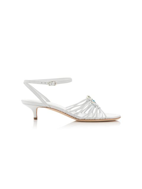 CHRISTOPHER ESBER Bezel Quartz Micro Heel Sandals white